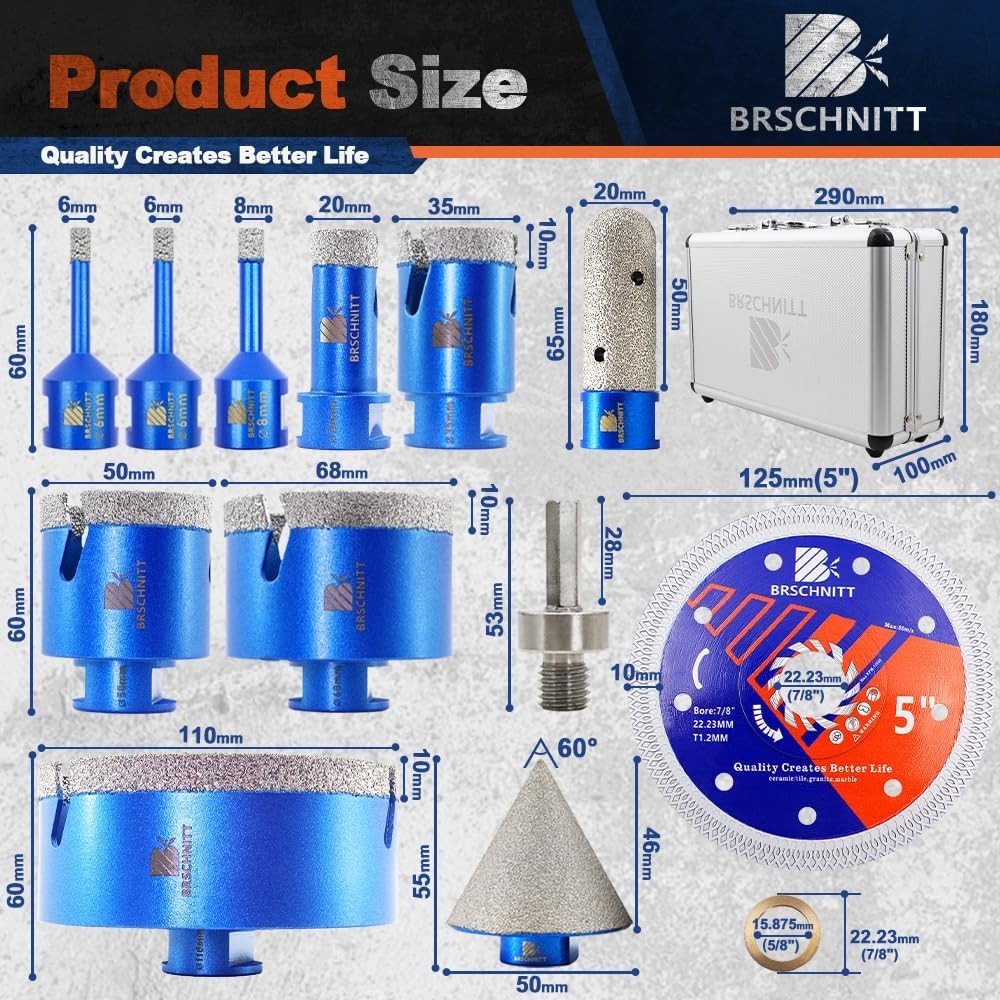 BRSCHNITT Diamant-Fliesenbohrer Komplettsets