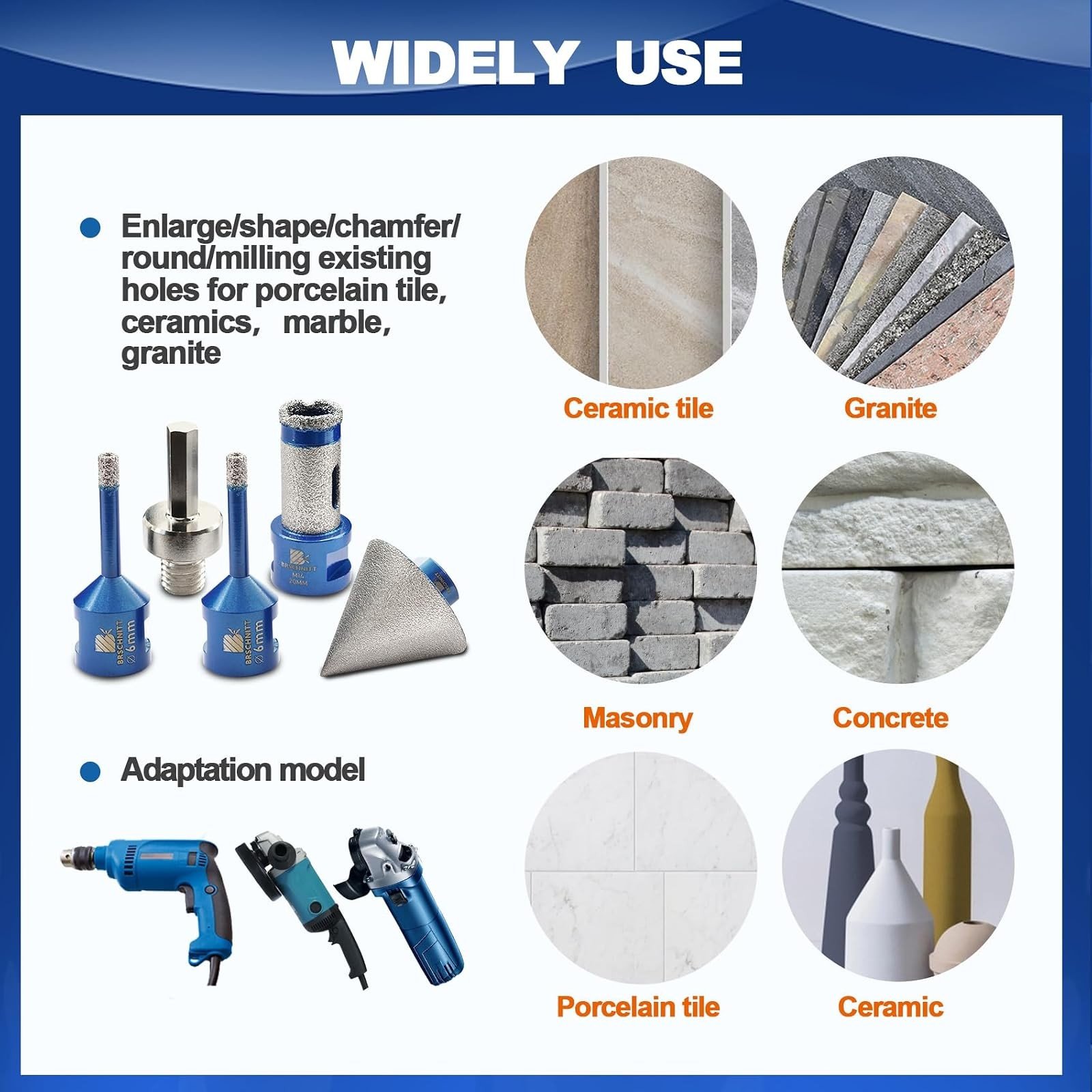 BRSCHNITT Diamantbohrer-, Fingerfräser- und Fasenbohrer-Sets