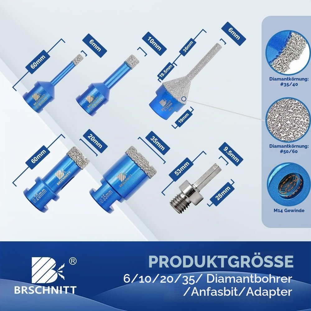 BRSCHNITT Diamantbohrer-Fliesenbohrer Sets