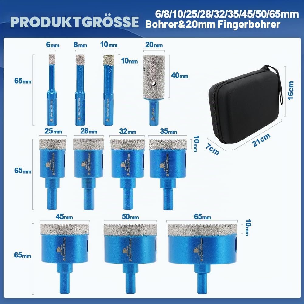 BRSCHNITT Diamantbohrer-, Fingerfräser- und Fasenbohrer-Sets