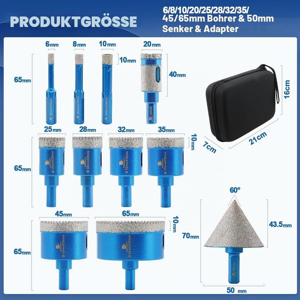 BRSCHNITT Diamantbohrer-, Fingerfräser- und Fasenbohrer-Sets