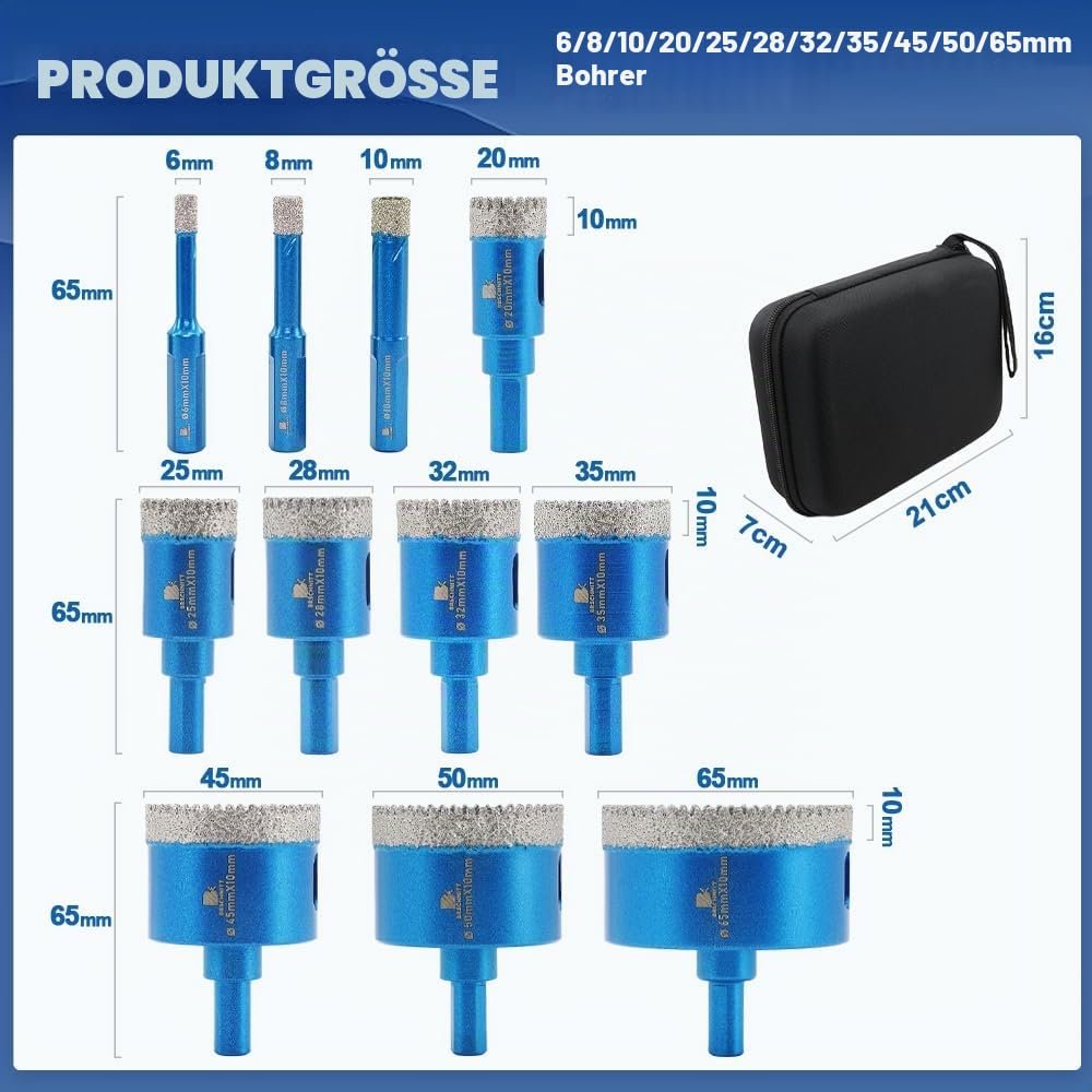 BRSCHNITT Diamantbohrer-, Fingerfräser- und Fasenbohrer-Sets