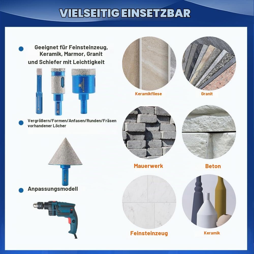 BRSCHNITT Diamantbohrer-, Fingerfräser- und Fasenbohrer-Sets