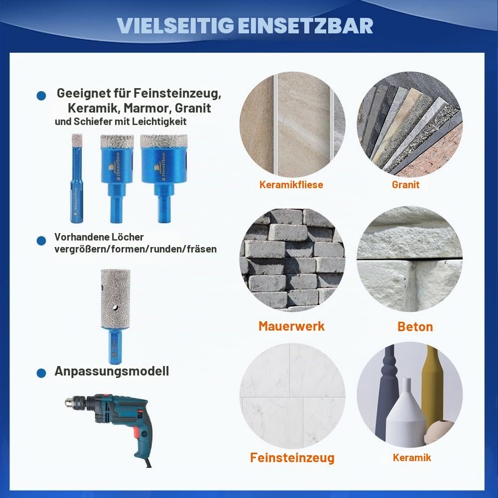 BRSCHNITT Diamantbohrer-, Fingerfräser- und Fasenbohrer-Sets