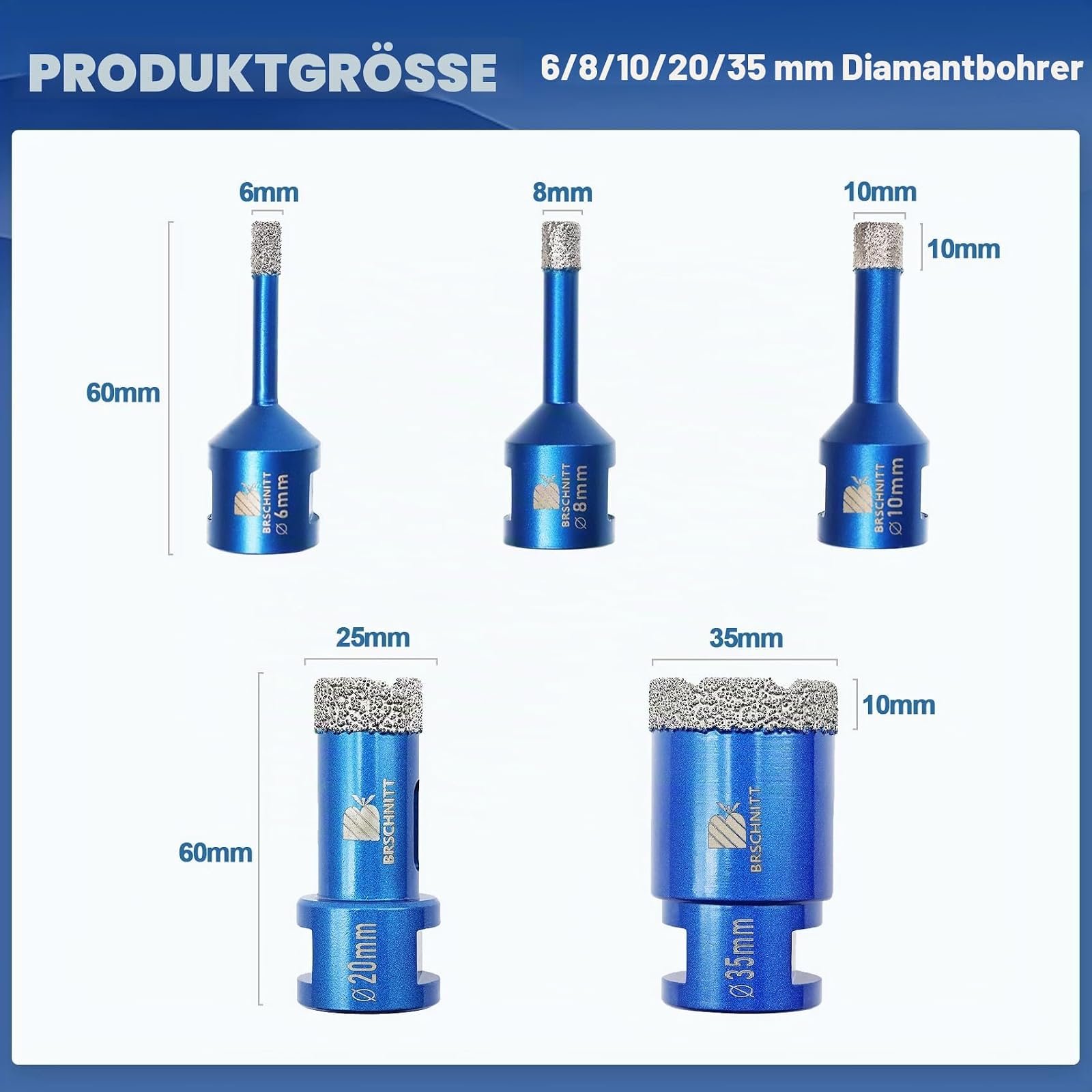 BRSCHNITT Diamantbohrer-Fliesenbohrer Sets