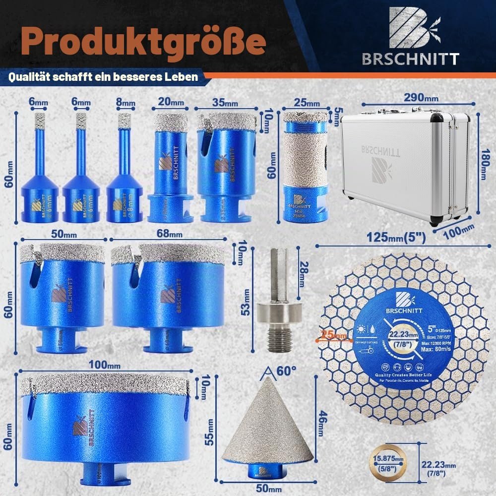 BRSCHNITT Diamant-Fliesenbohrer Komplettsets