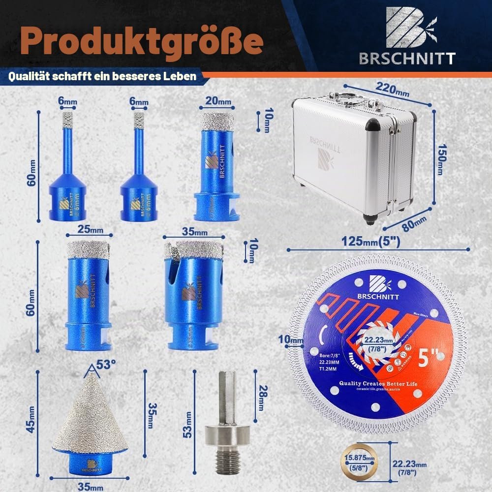 BRSCHNITT Diamant-Fliesenbohrer Komplettsets