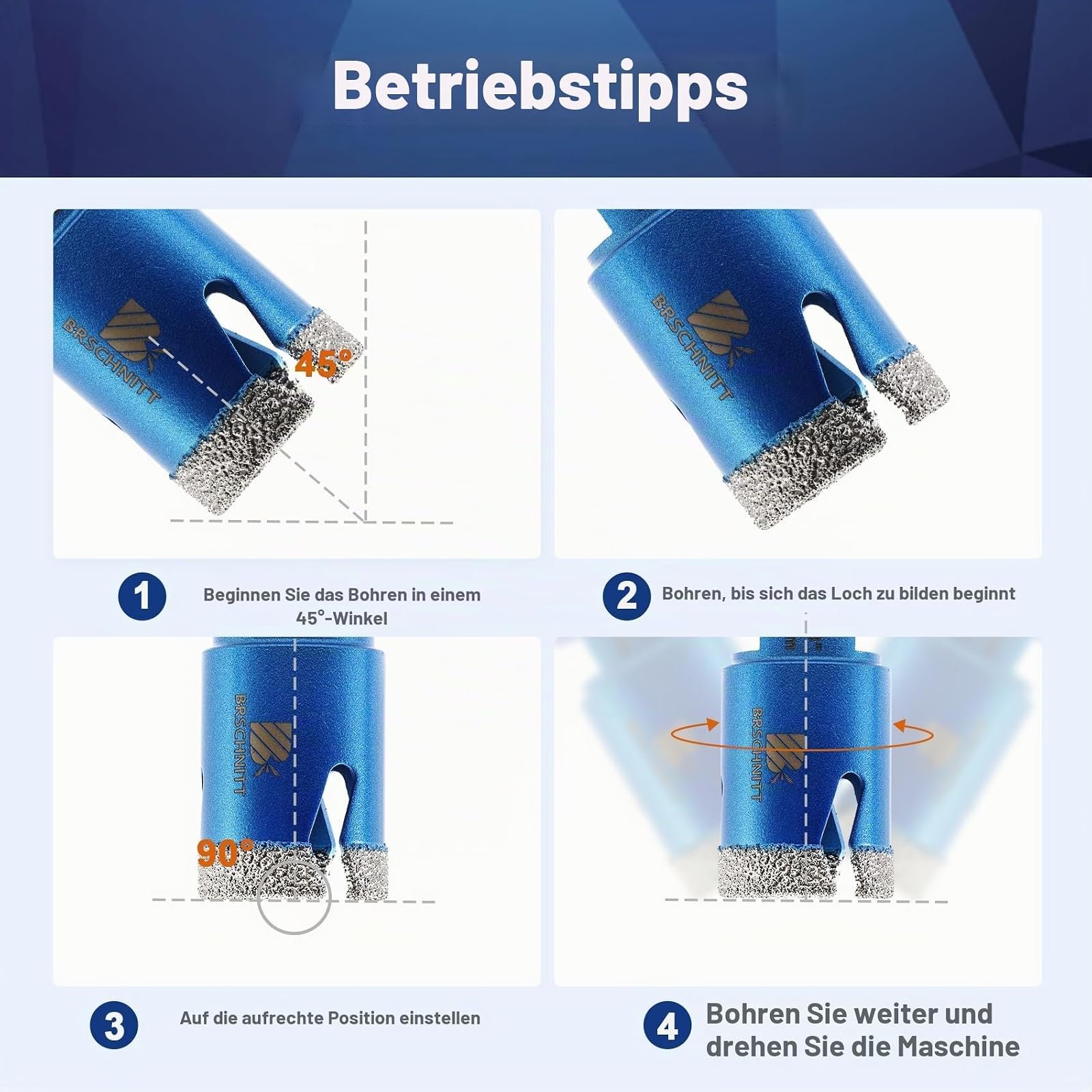 BRSCHNITT Diamantbohrer-, Fingerfräser- und Fasenbohrer-Sets