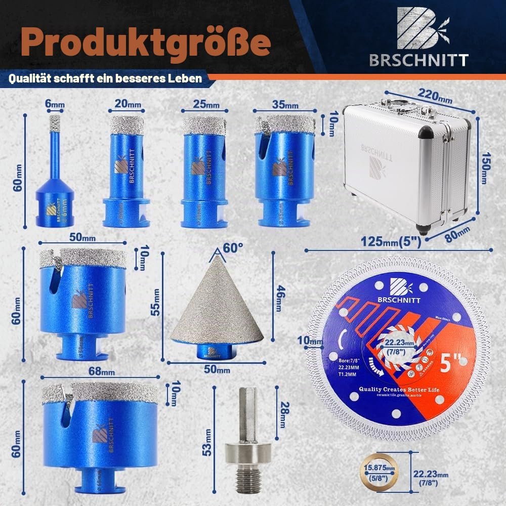 BRSCHNITT Diamant-Fliesenbohrer Komplettsets