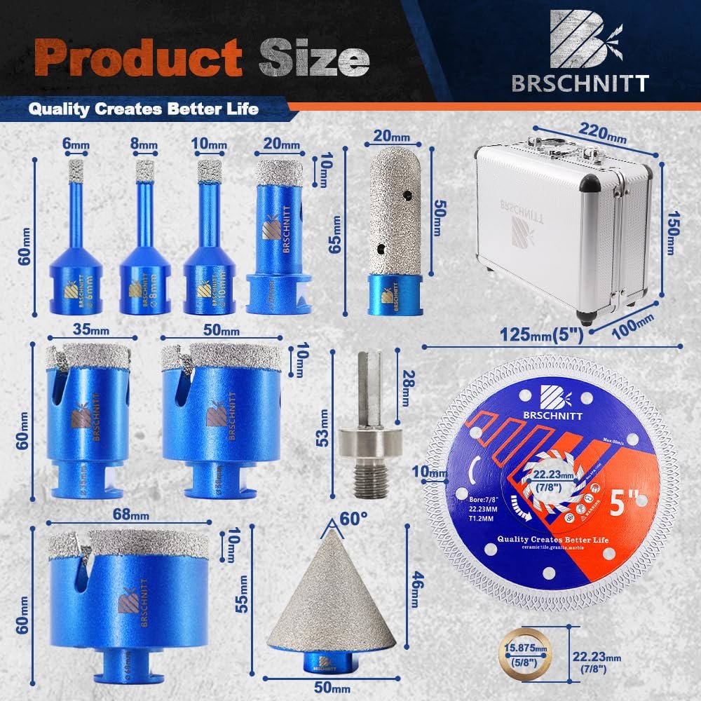 BRSCHNITT Diamant-Fliesenbohrer Komplettsets