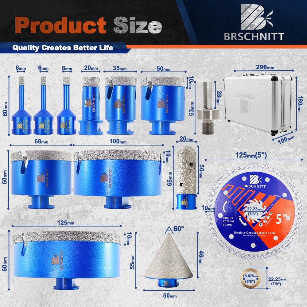 BRSCHNITT Diamant-Fliesenbohrer Komplettsets