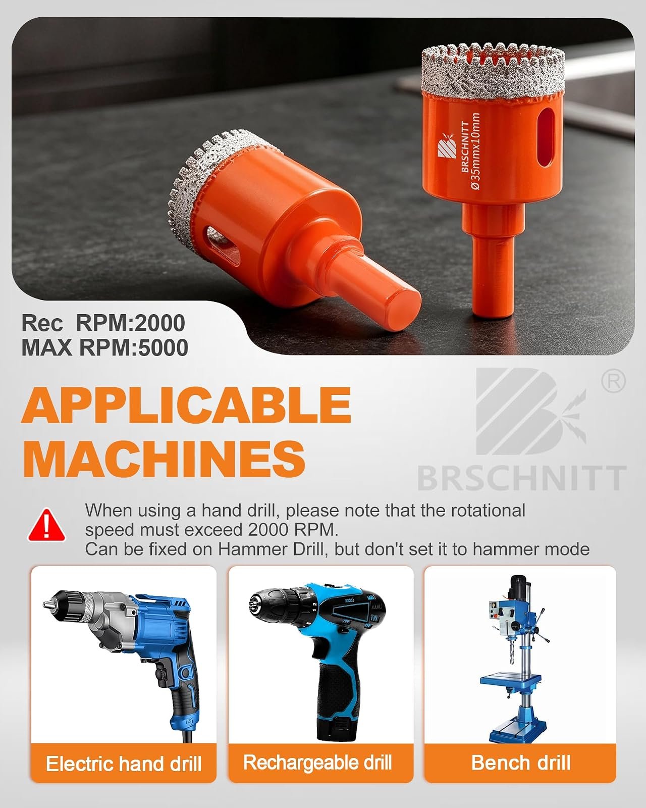 BRSCHNITT Diamantbohrer-, Fingerfräser- und Fasenbohrer-Sets