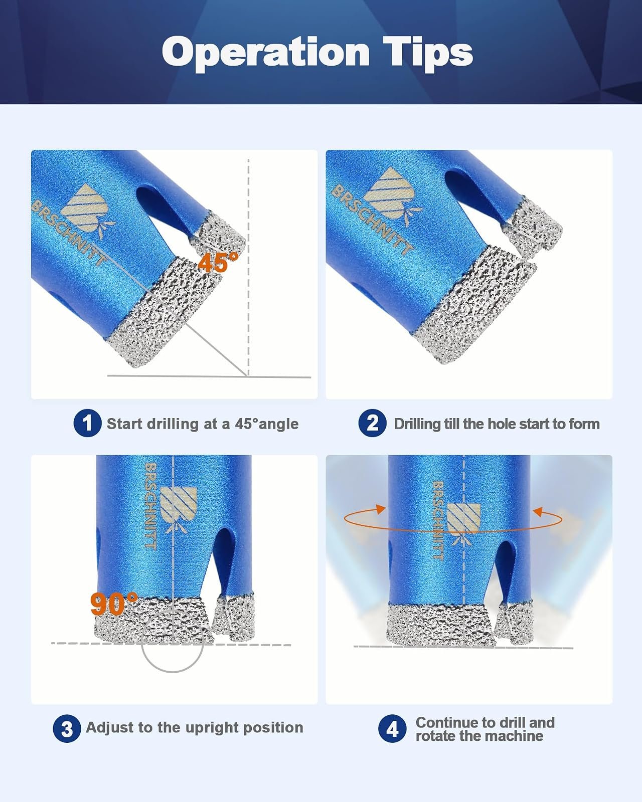 BRSCHNITT Diamantbohrer-, Fingerfräser- und Fasenbohrer-Sets