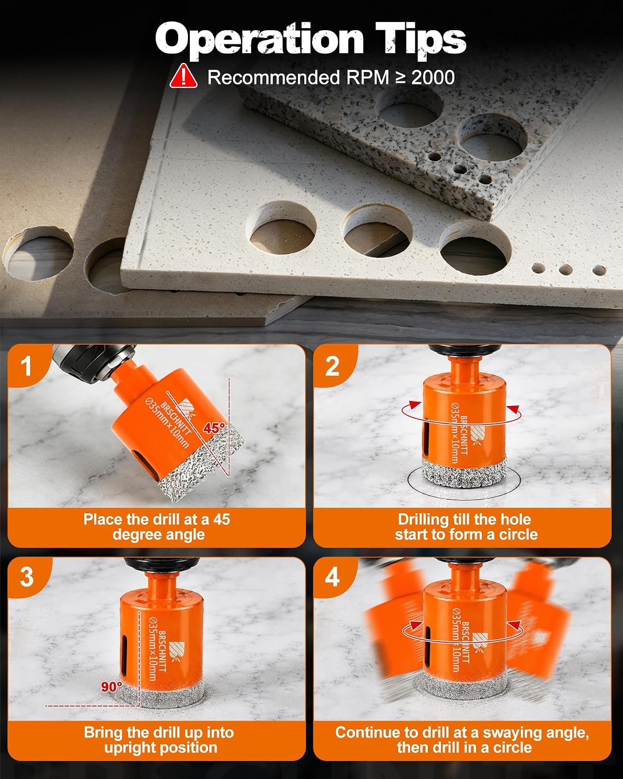 BRSCHNITT Diamantbohrer-, Fingerfräser- und Fasenbohrer-Sets