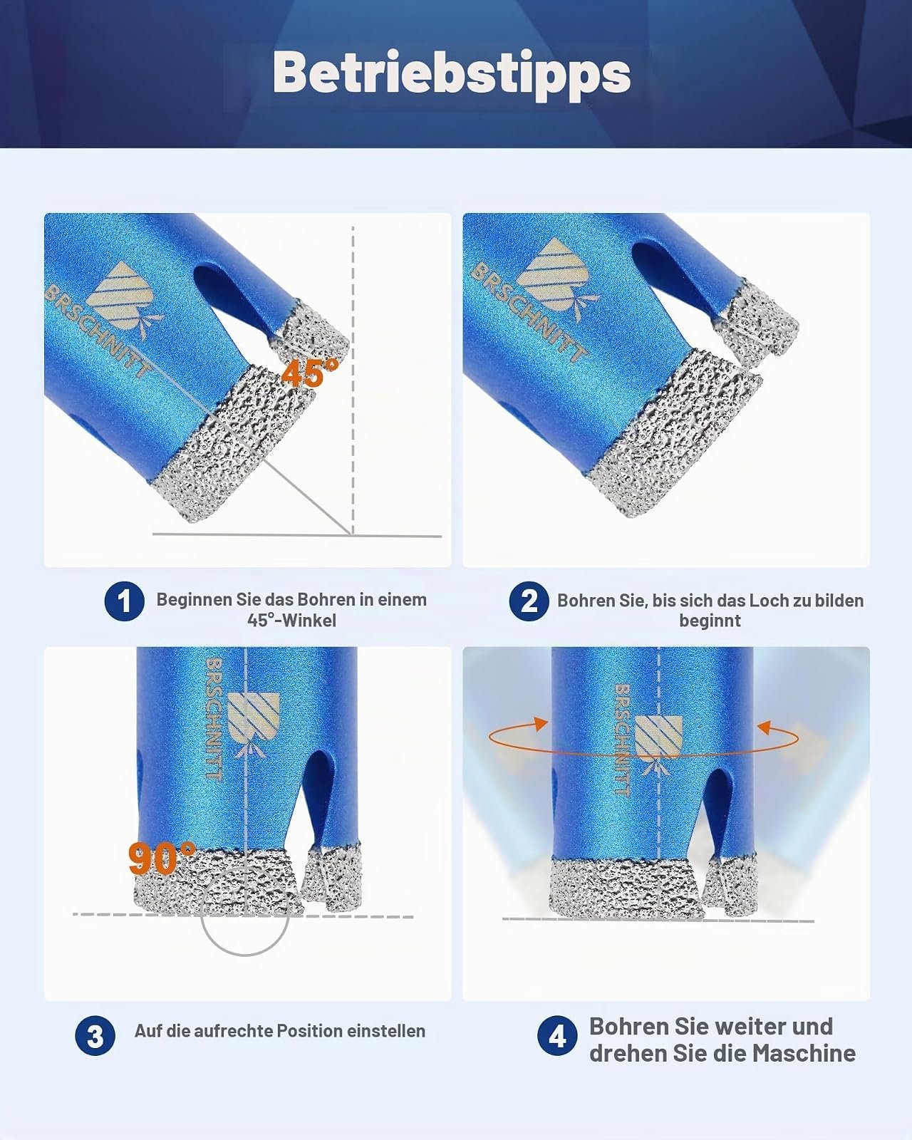 BRSCHNITT Diamantbohrer-, Fingerfräser- und Fasenbohrer-Sets