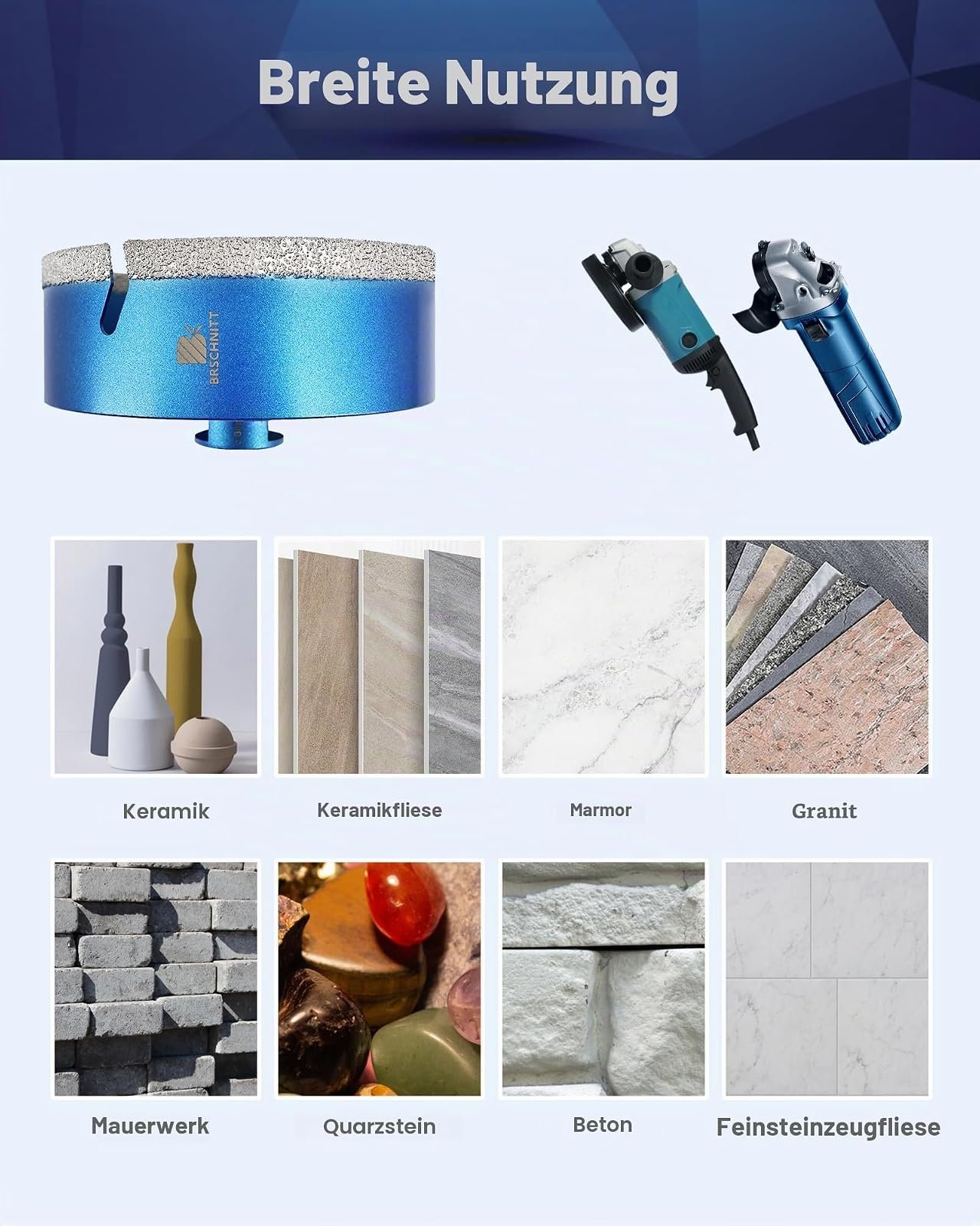 BRSCHNITT Diamantbohrer-, Fingerfräser- und Fasenbohrer-Sets