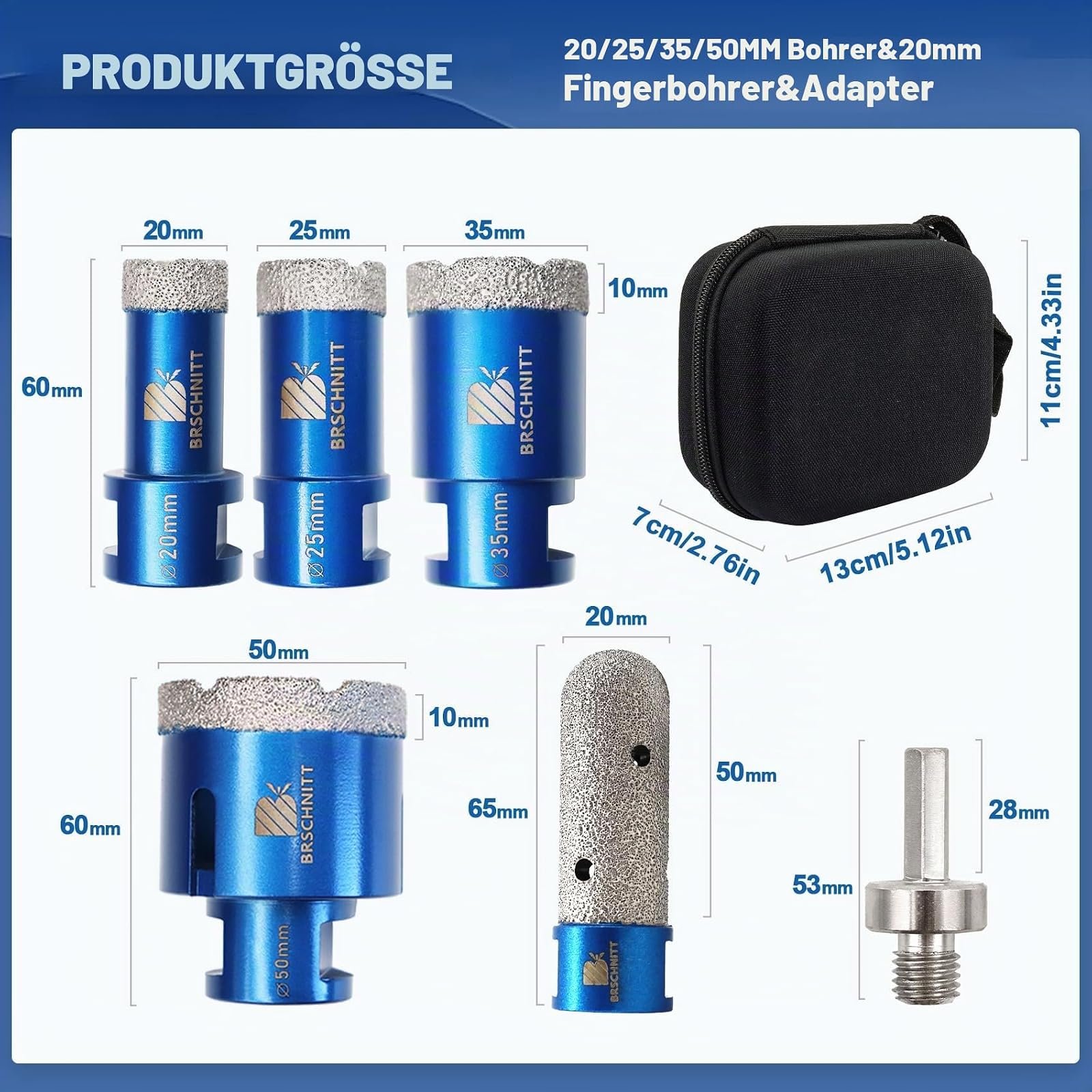 BRSCHNITT Diamantbohrer-, Fingerfräser- und Fasenbohrer-Sets