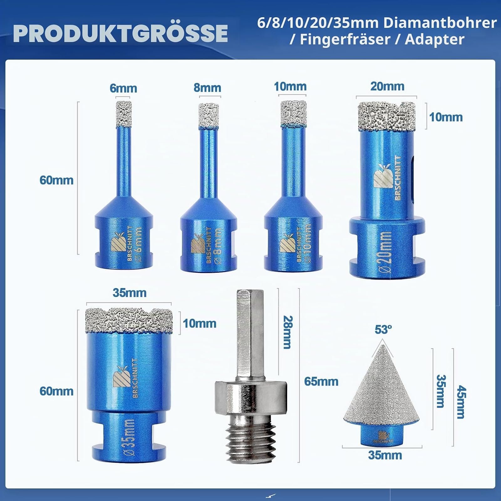 BRSCHNITT Diamantbohrer-Fliesenbohrer Sets